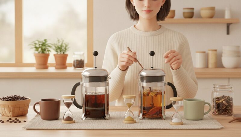 コーヒーと紅茶、フレンチプレスの「淹れ方」の違いと抽出時間のコツ